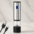 Stainless steel electric wine opener with blue LED, USB charging cable, for kitchen use