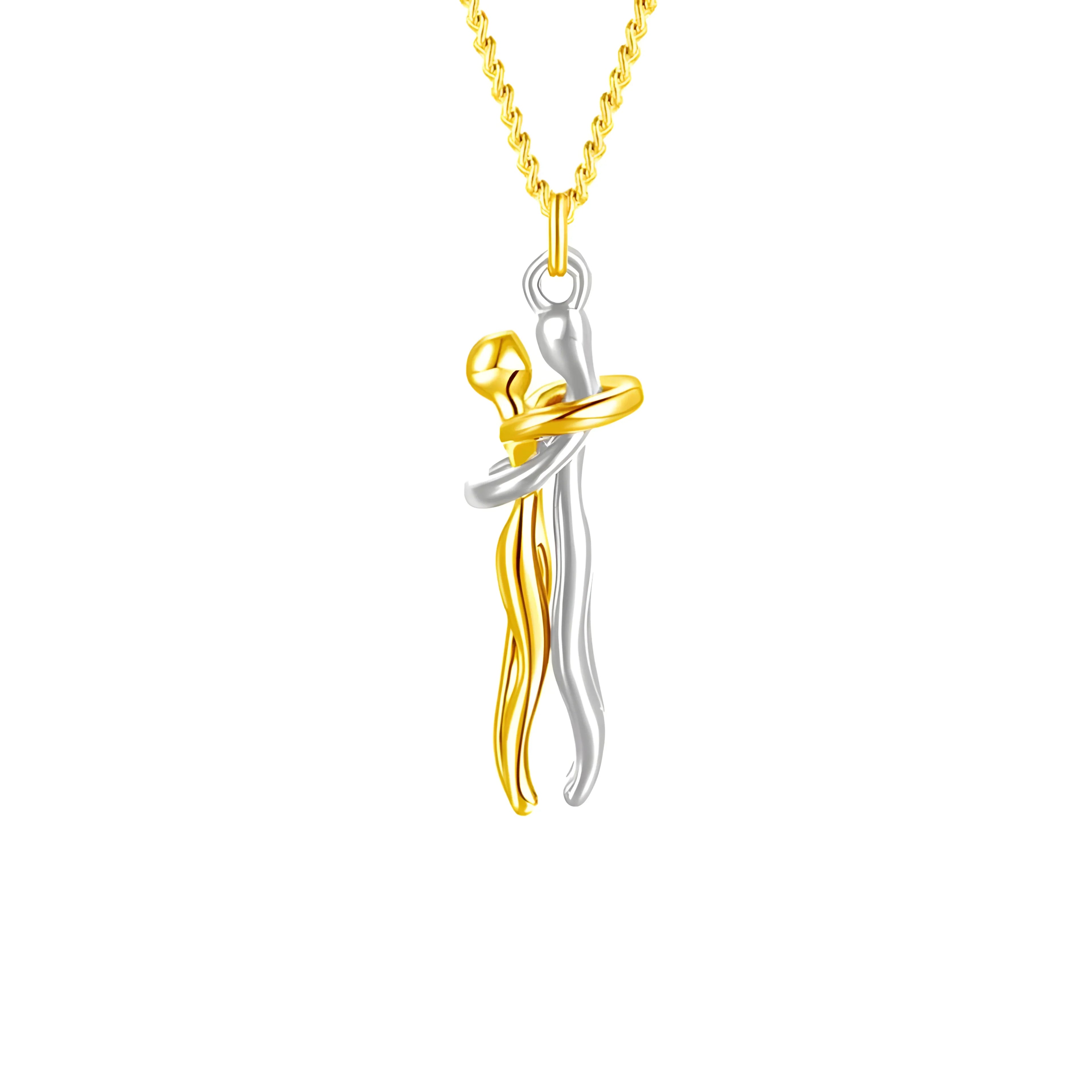Infinity Pendant Necklace gold and silver minimalist jewelry with abstract embrace design