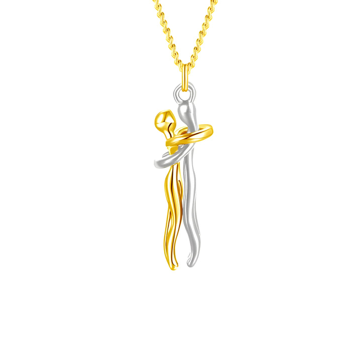 Infinity Pendant Necklace gold and silver minimalist jewelry with abstract embrace design