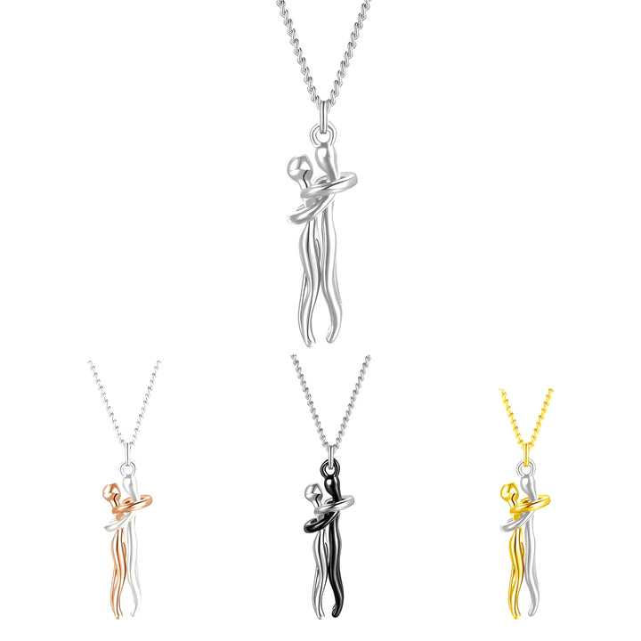 Elegant silver, gold, and rose gold couple necklace pendants with minimalist design