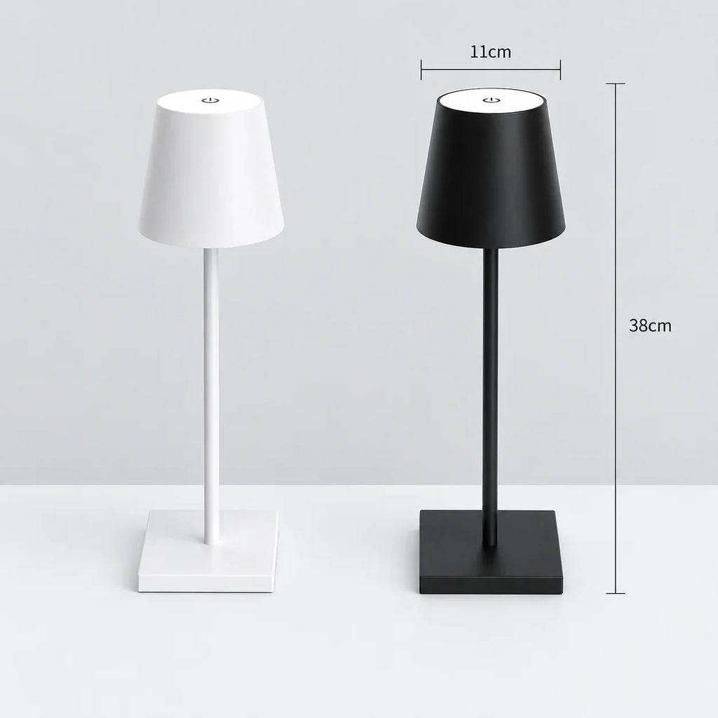 Modern black and white table lamps with matte finish, 38cm tall, for bedroom or living room lighting
