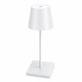 White modern table lamp with fabric shade and touch control, ideal for bedroom or living room lighting
