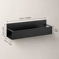Black metal wall shelf for bathroom or kitchen storage, sleek rectangular design with modern finish