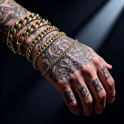 Men's Premium Thick Stainless Steel Cuban Chain Bracelet