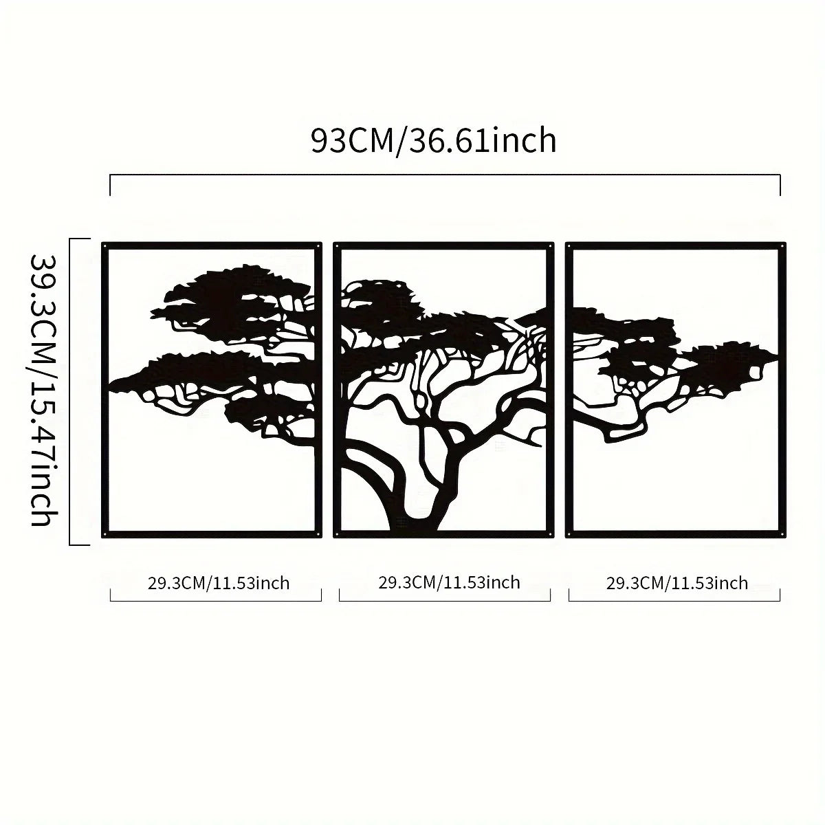 Modern Tree Landscape Metal Wall Art Set