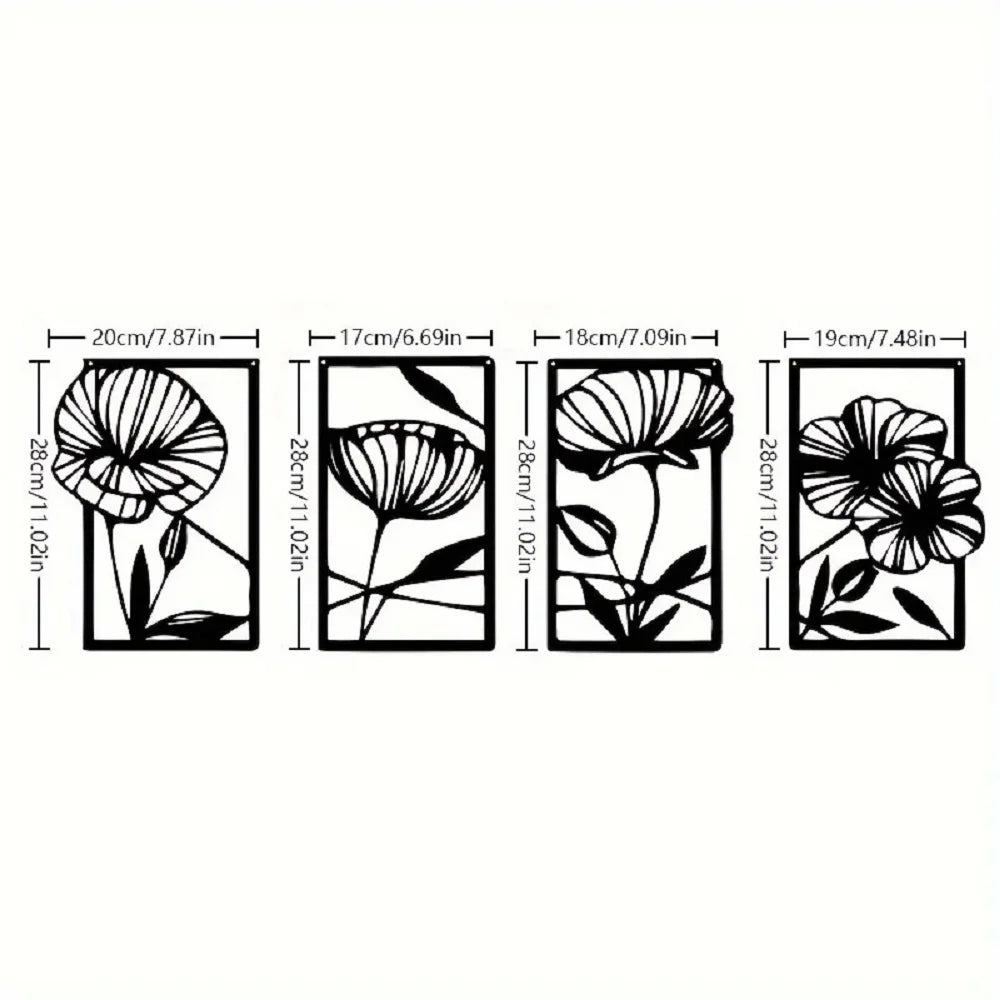 Modern Tree Landscape Metal Wall Art Set