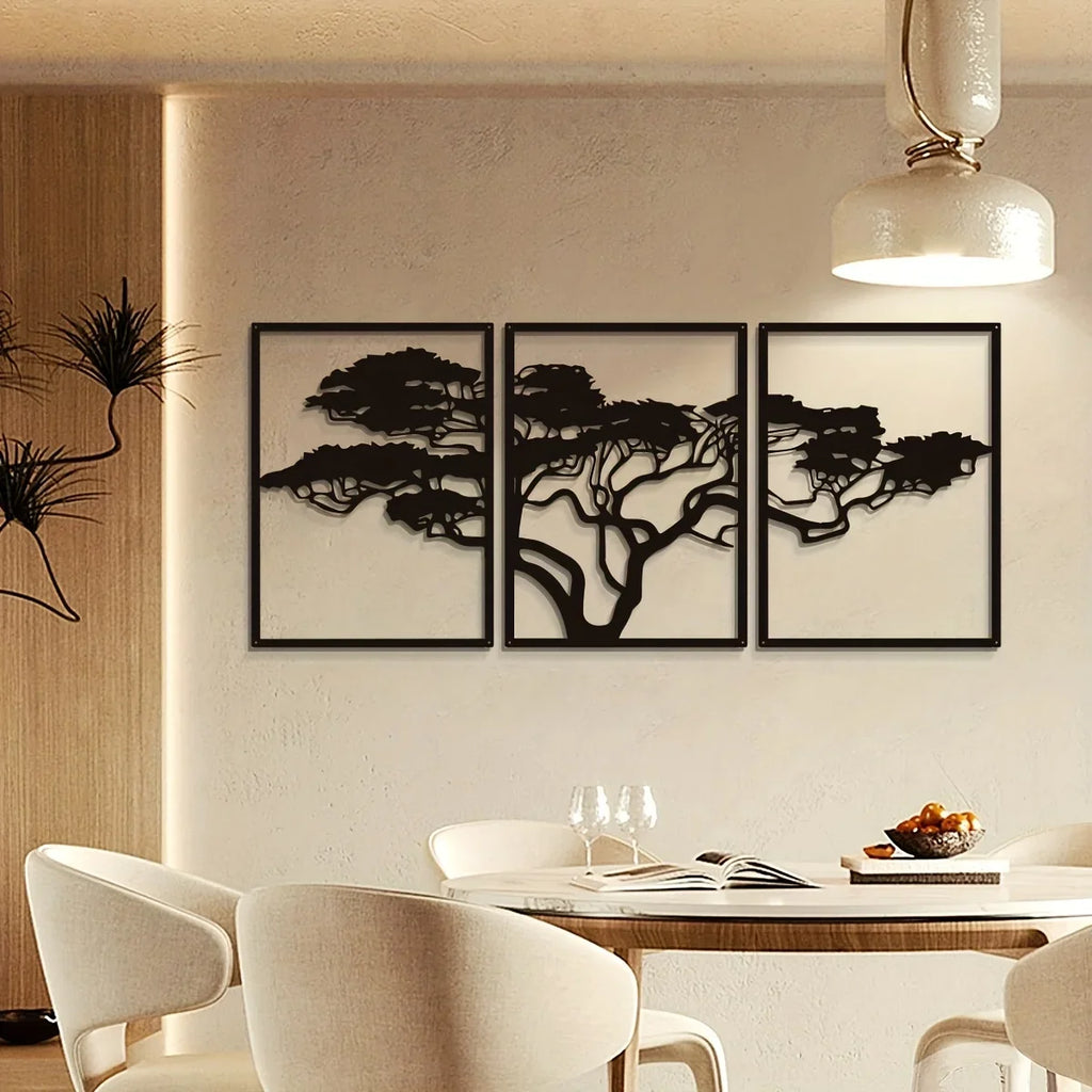 Modern Tree Landscape Metal Wall Art Set