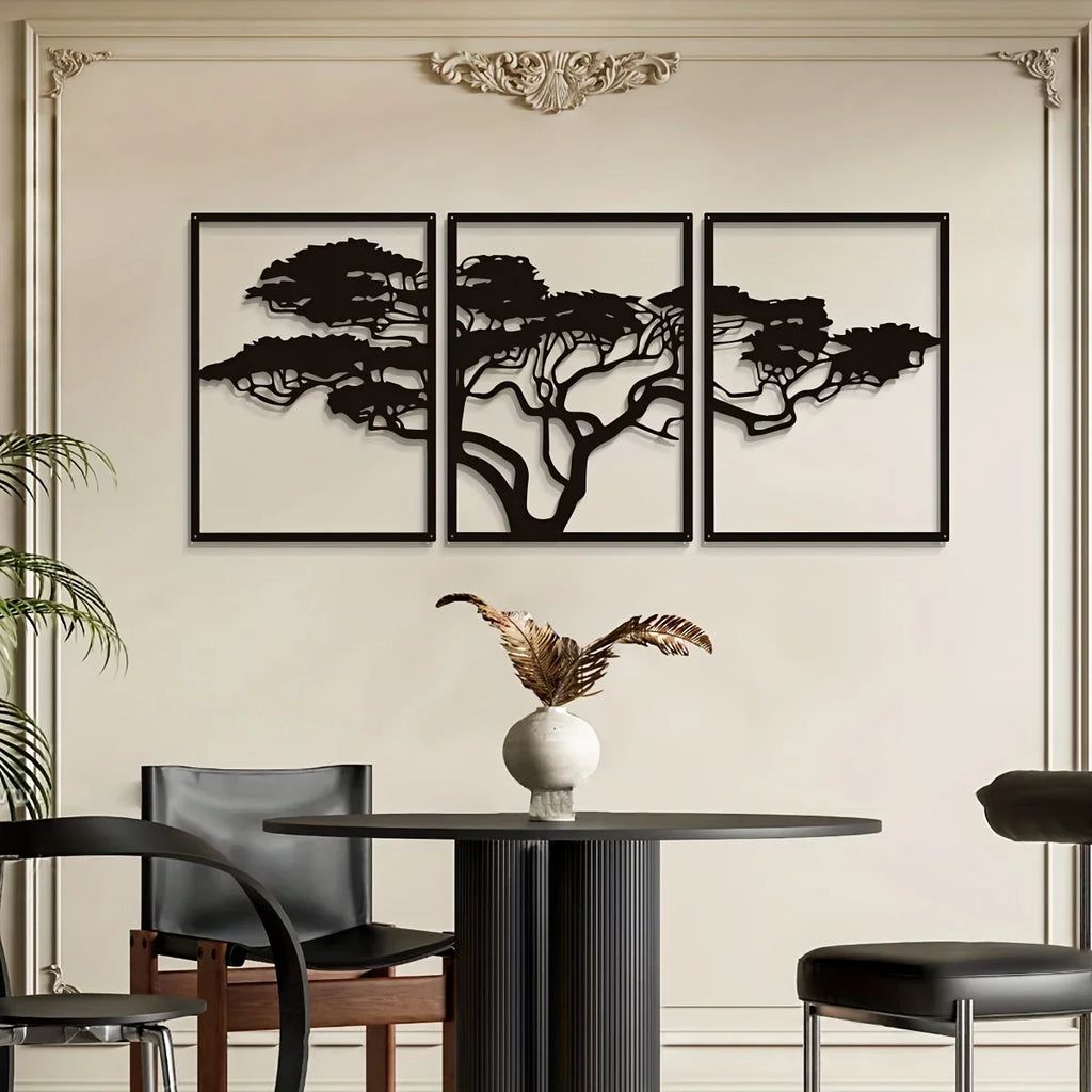 Modern Tree Landscape Metal Wall Art Set
