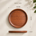 Round 12cm wooden tray for home organization, kitchen, or bathroom use with natural wood grain finish