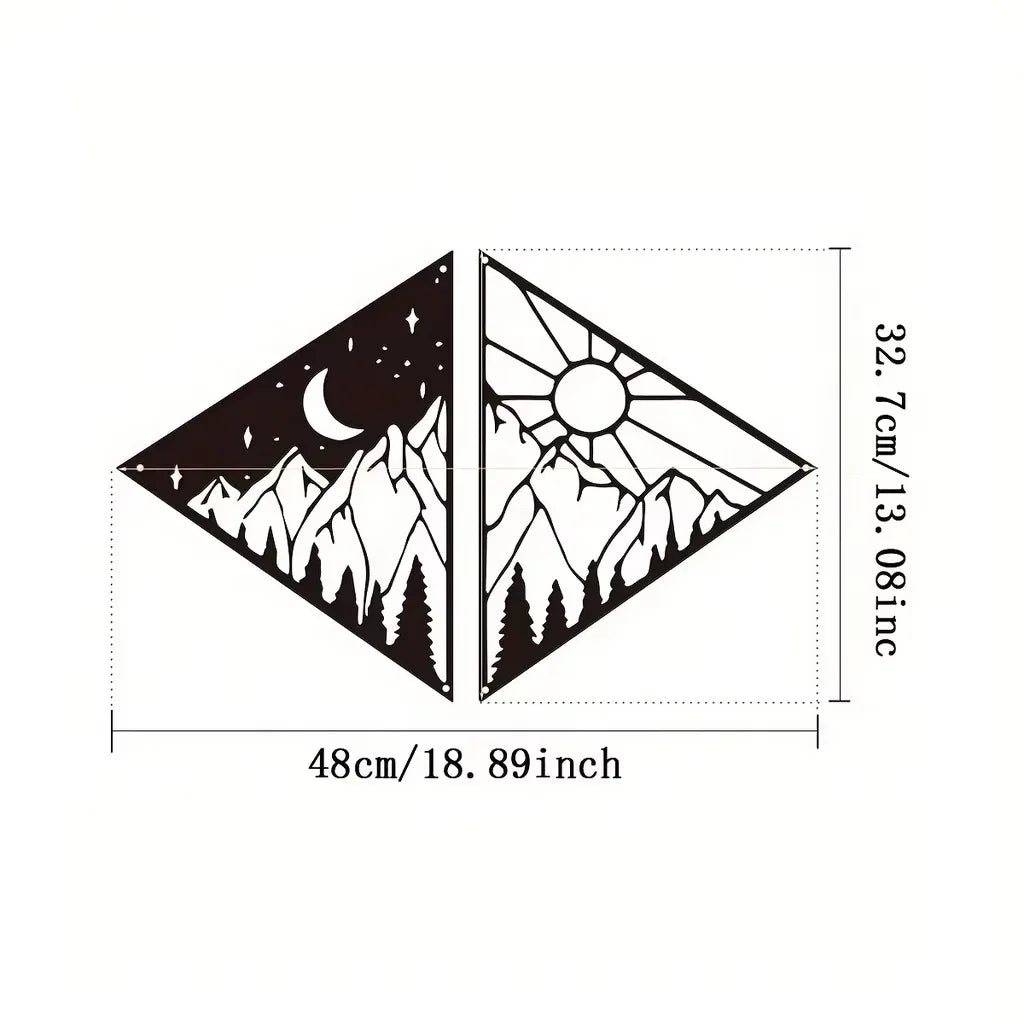 Geometric Mountain Landscape Metal Wall Art