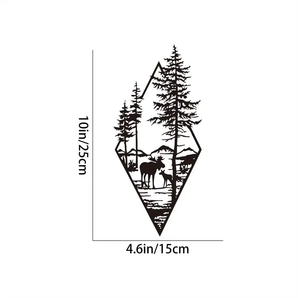Geometric Mountain Landscape Metal Wall Art