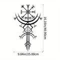 Black Viking Vegvisir and Aegishjalmur Norse compass symbol decal with dimensions.