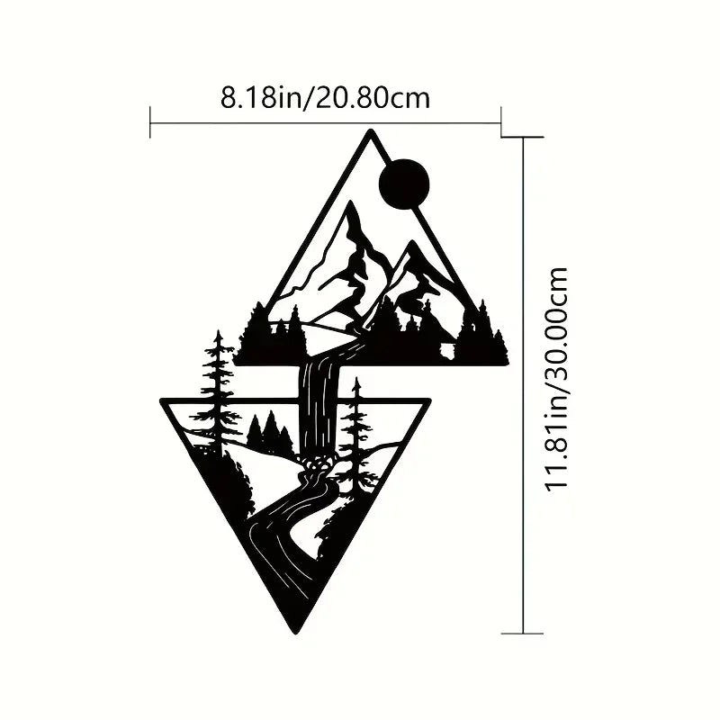 Geometric Mountain Landscape Metal Wall Art