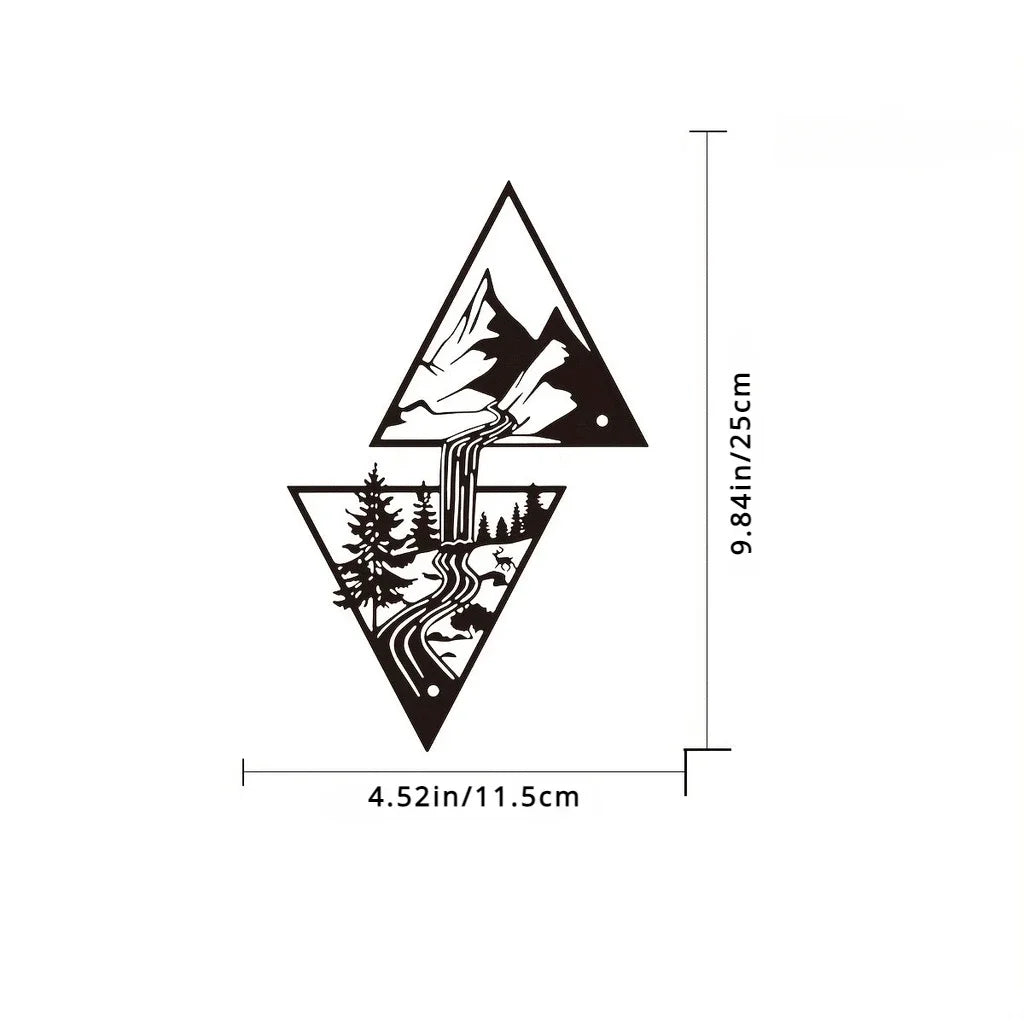 Geometric Mountain Landscape Metal Wall Art