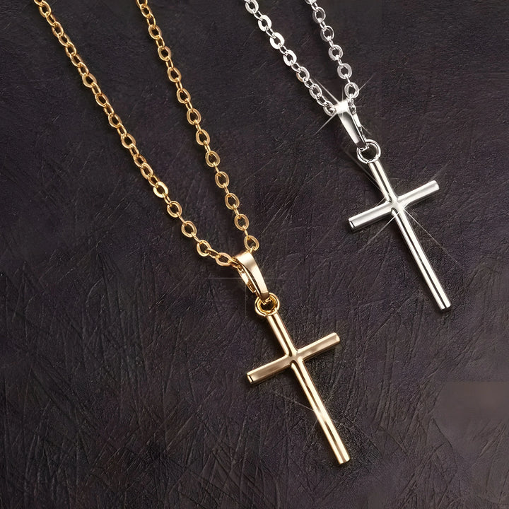 Gold and silver cross necklaces, minimalist style, stainless steel, everyday wear