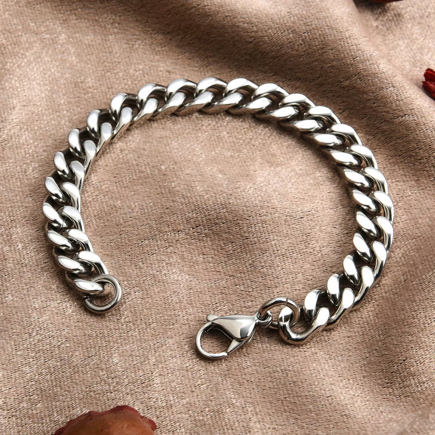 Stainless Steel Cuban Bracelet for Men, Punk Hand Chain, Male Jewelry Accessories, Gift, 8Mm-14Mm Wide