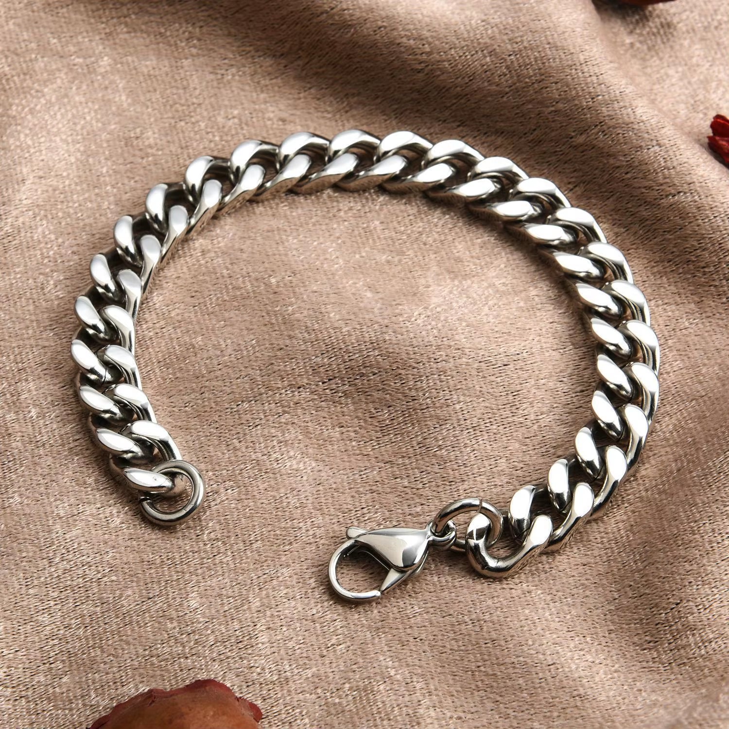 Stainless Steel Cuban Bracelet for Men, Punk Hand Chain, Male Jewelry Accessories, Gift, 8Mm-14Mm Wide