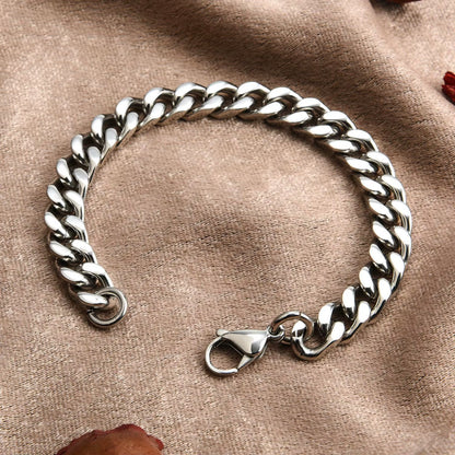 Stainless Steel Cuban Bracelet for Men, Punk Hand Chain, Male Jewelry Accessories, Gift, 8Mm-14Mm Wide