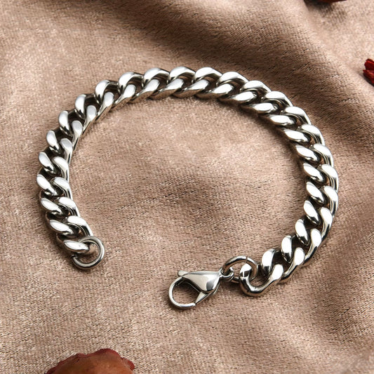 Stainless Steel Cuban Bracelet for Men, Punk Hand Chain, Male Jewelry Accessories, Gift, 8Mm-14Mm Wide