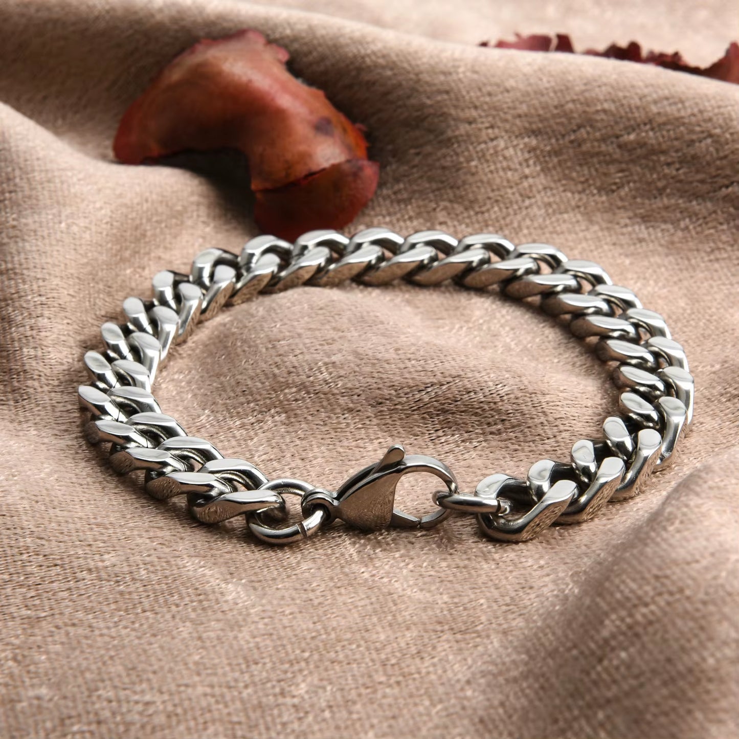 Stainless Steel Cuban Bracelet for Men, Punk Hand Chain, Male Jewelry Accessories, Gift, 8Mm-14Mm Wide