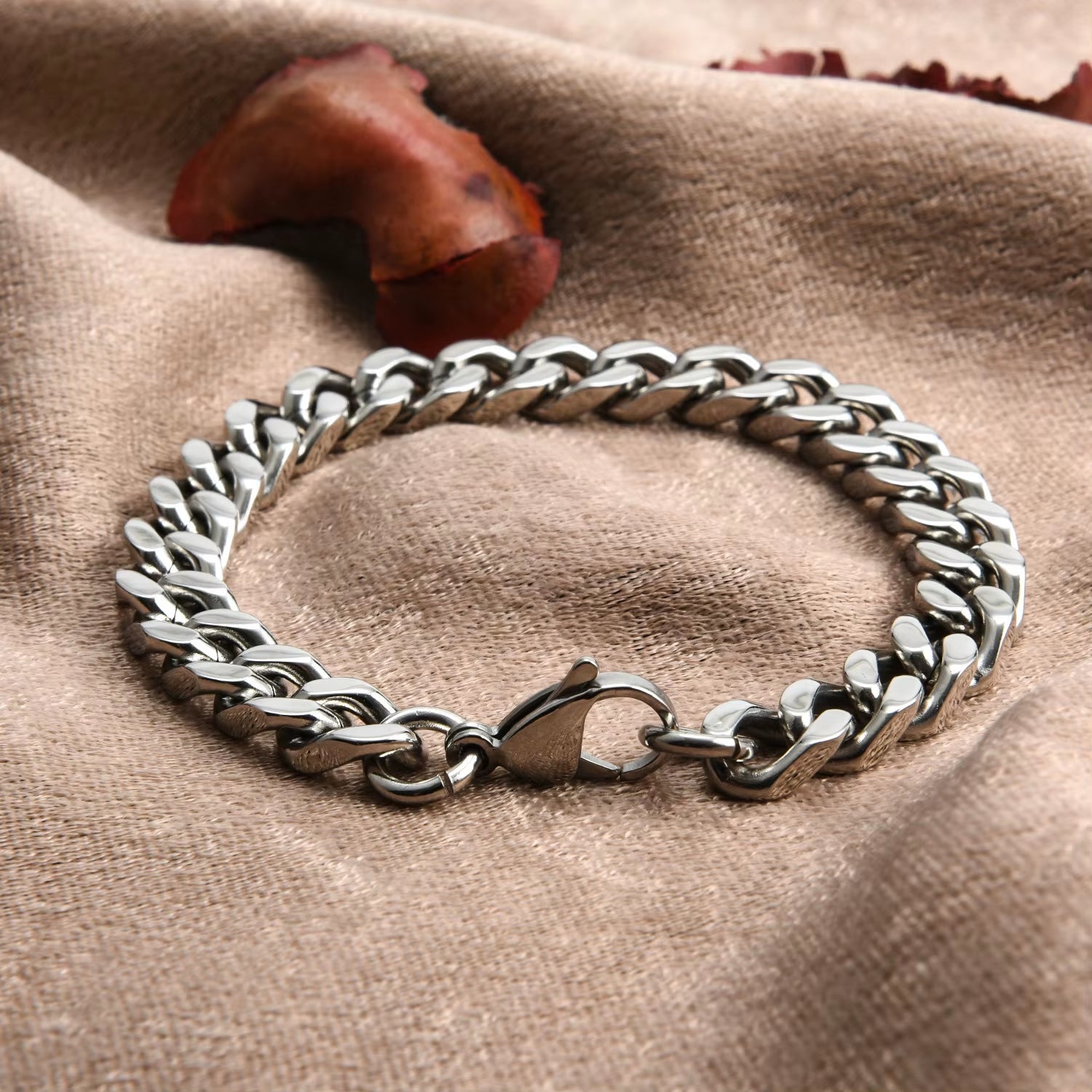 Stainless Steel Cuban Bracelet for Men, Punk Hand Chain, Male Jewelry Accessories, Gift, 8Mm-14Mm Wide