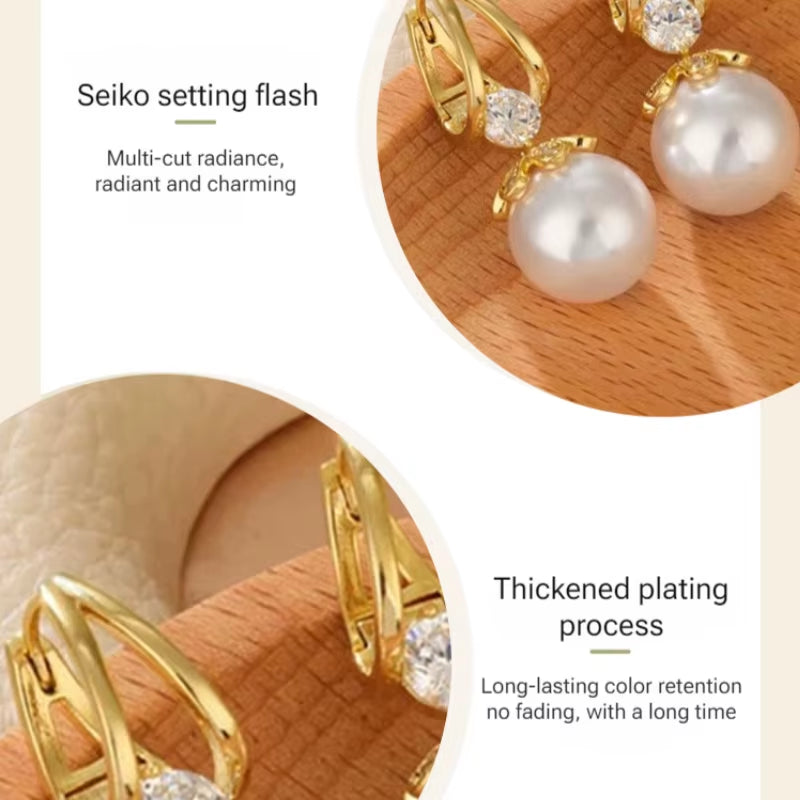 Stunning Pearl and Red Crystal Drop Earrings 