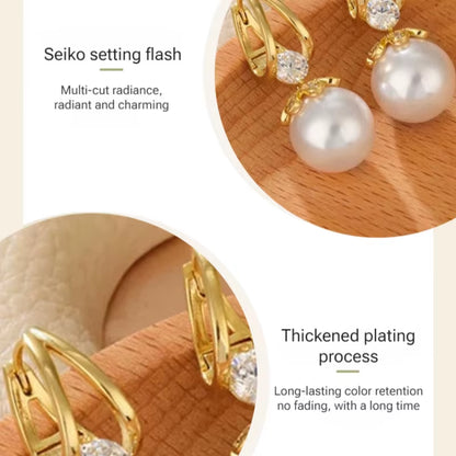 Stunning Pearl and Red Crystal Drop Earrings 