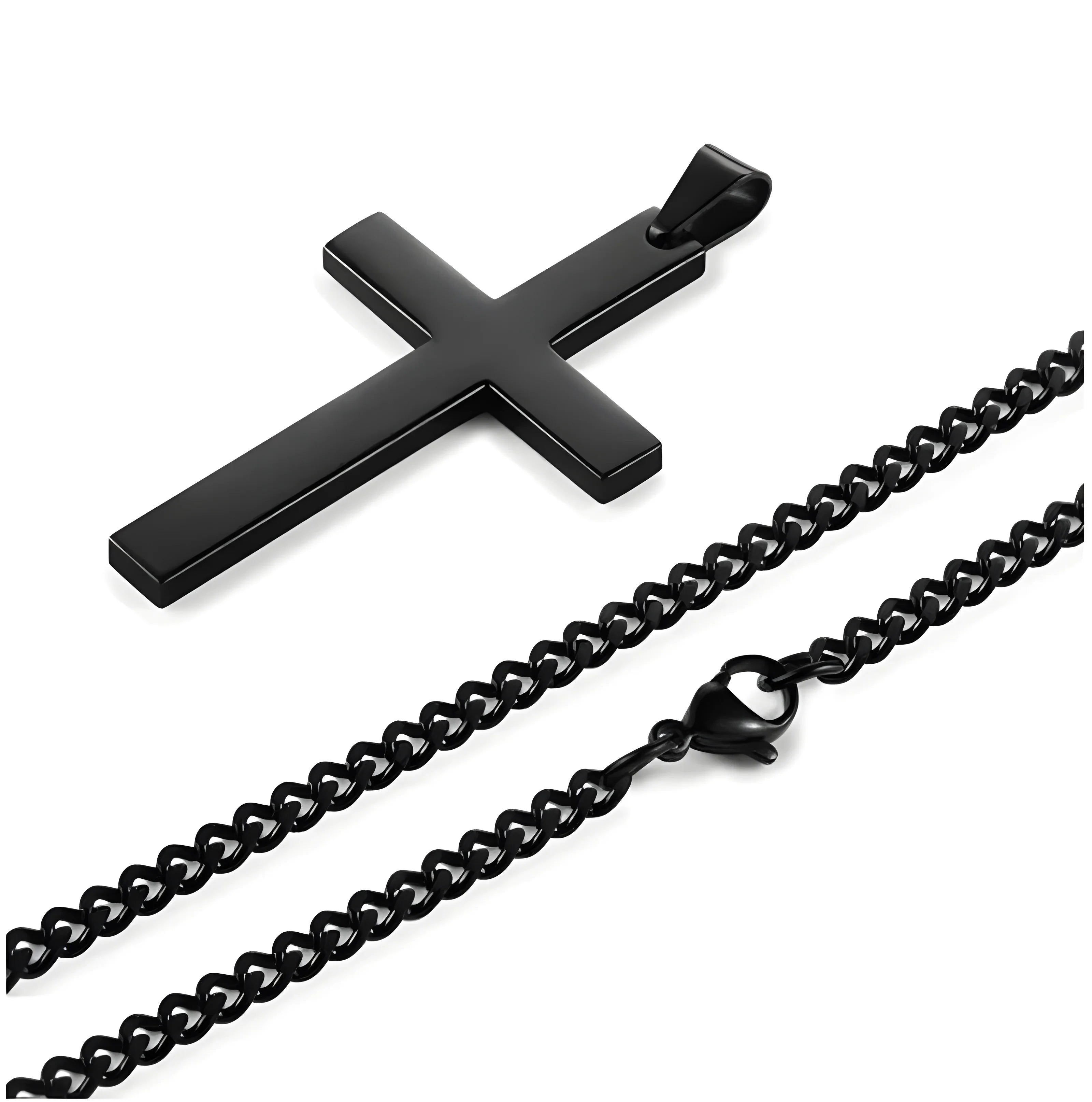 Titan Cross Necklace black stainless steel cross pendant minimalist modern style