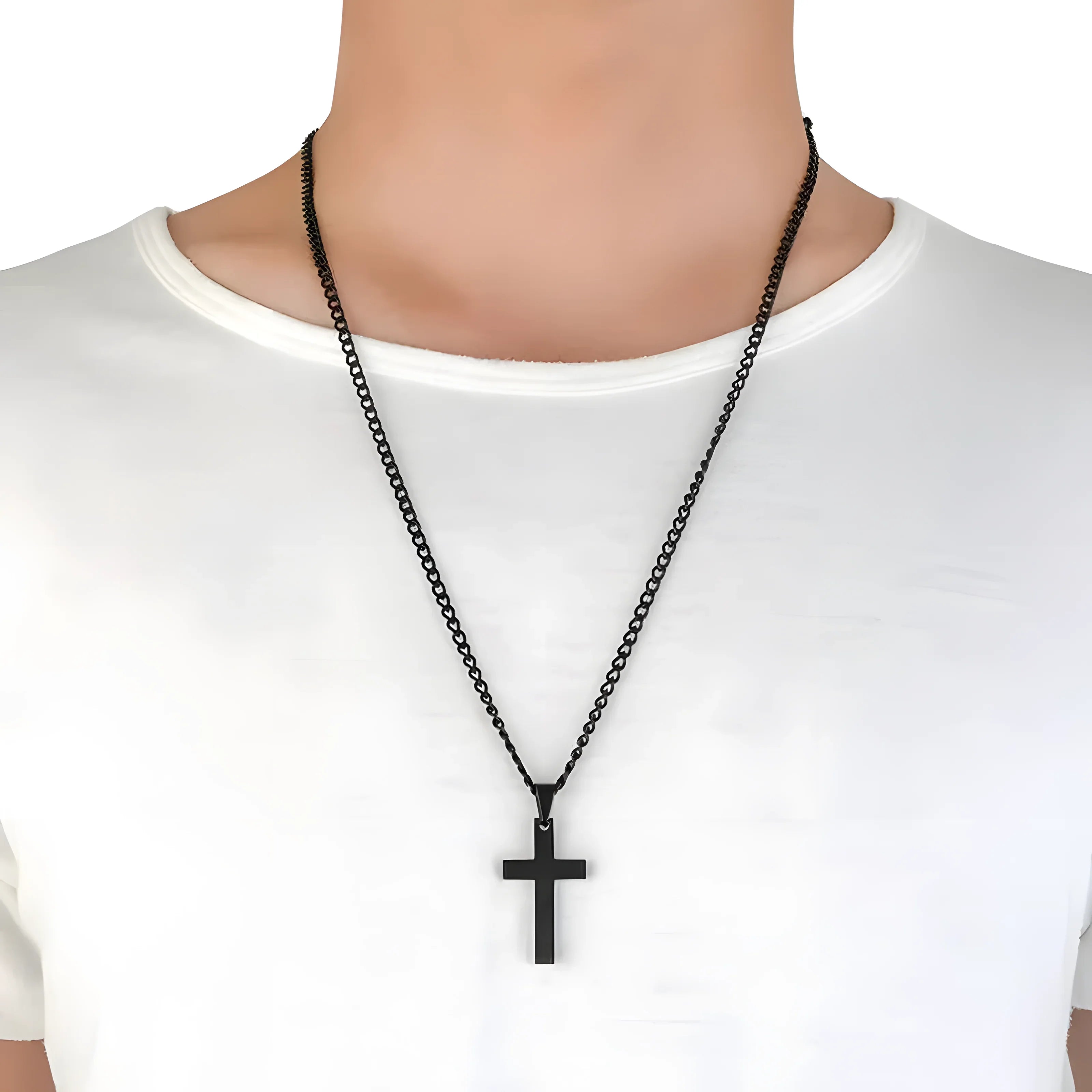 Titan Cross Necklace black stainless steel minimalist cross pendant necklace