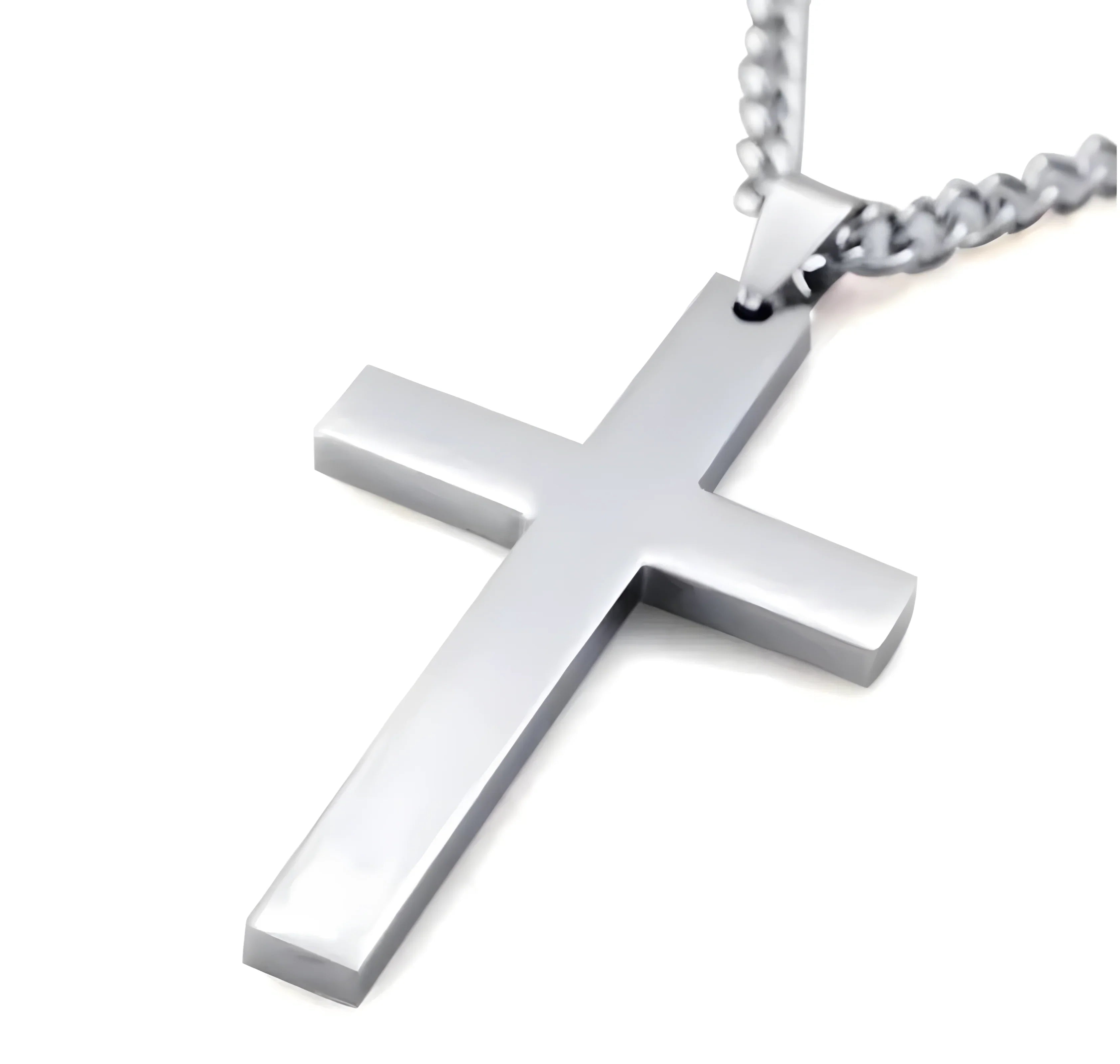 Titan Cross Necklace silver stainless steel minimalist cross pendant jewelry