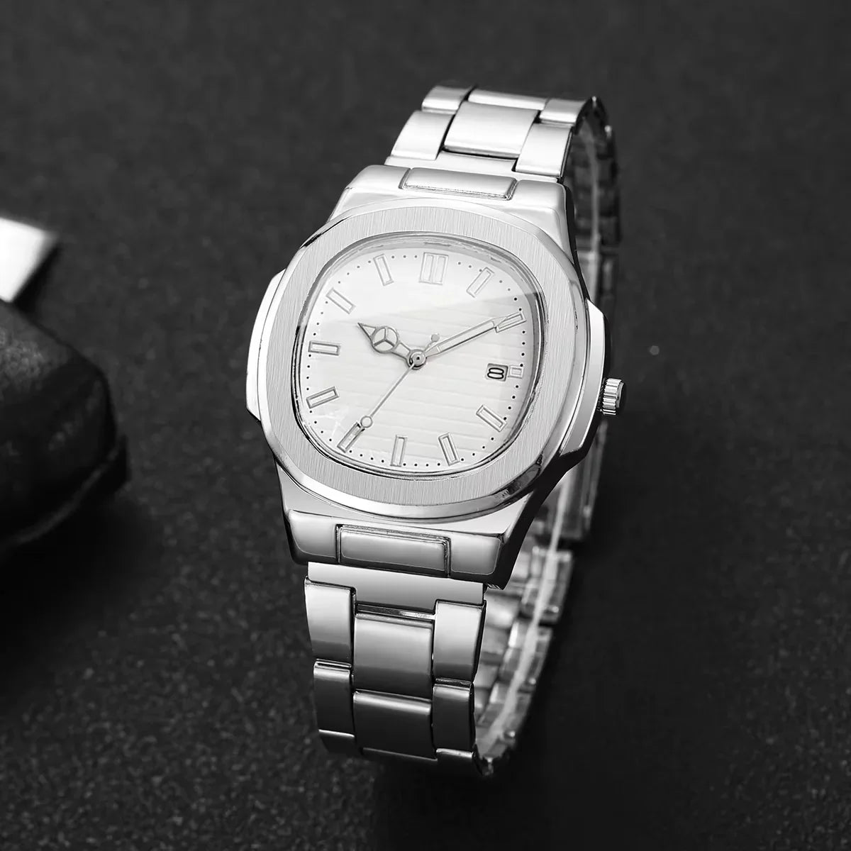 Velqo Essential Steel Watch, stainless steel, silver color, minimal modern style, analog display.