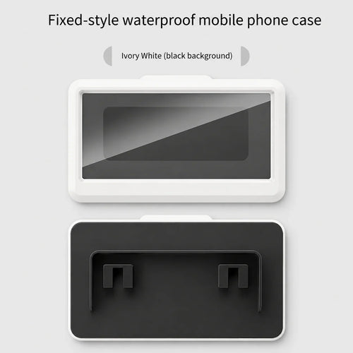 Ivory white fixed-style waterproof mobile phone case with clear front and black back