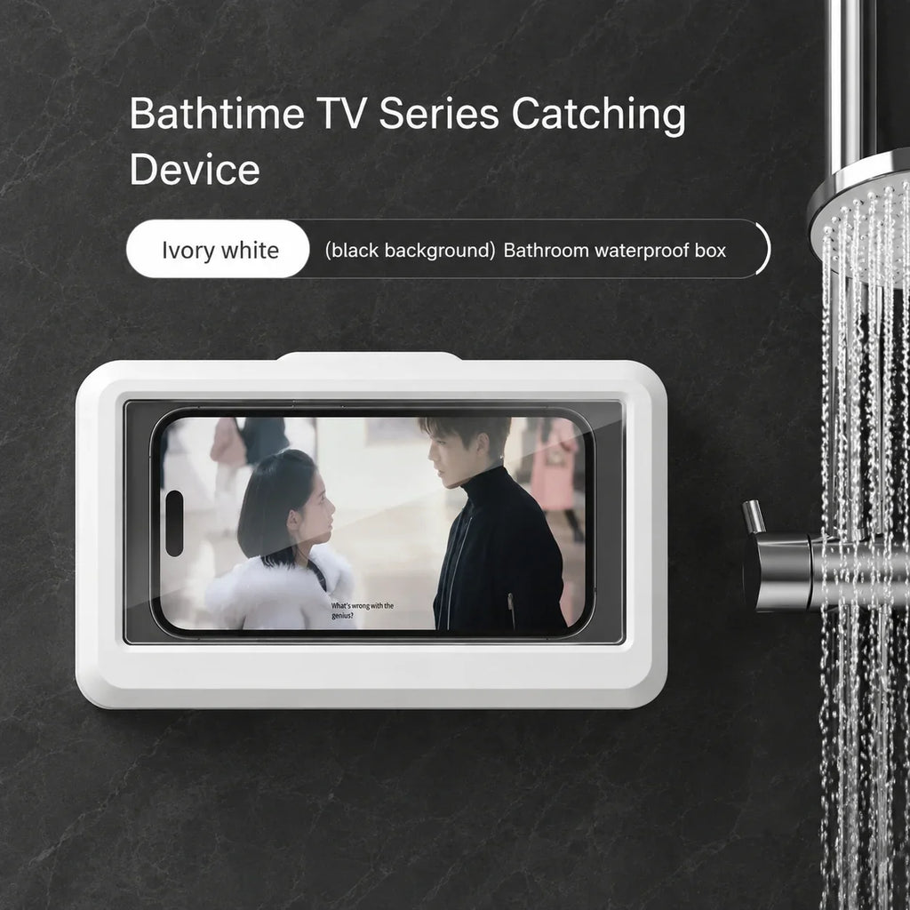 Ivory white waterproof bathroom phone holder for shower TV viewing