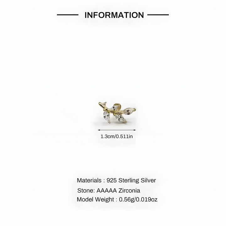 Zircon stud earring in 925 sterling silver with gold-tone and clear marquise zirconia, minimalist style.