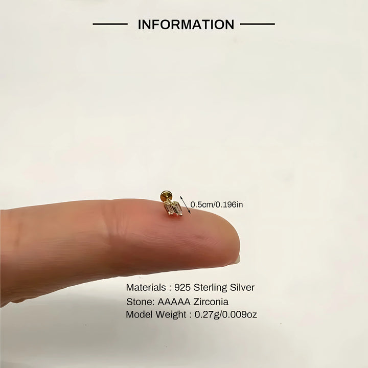 Zircon stud earring with clear AAAA zirconia, 925 sterling silver, minimalist gold design
