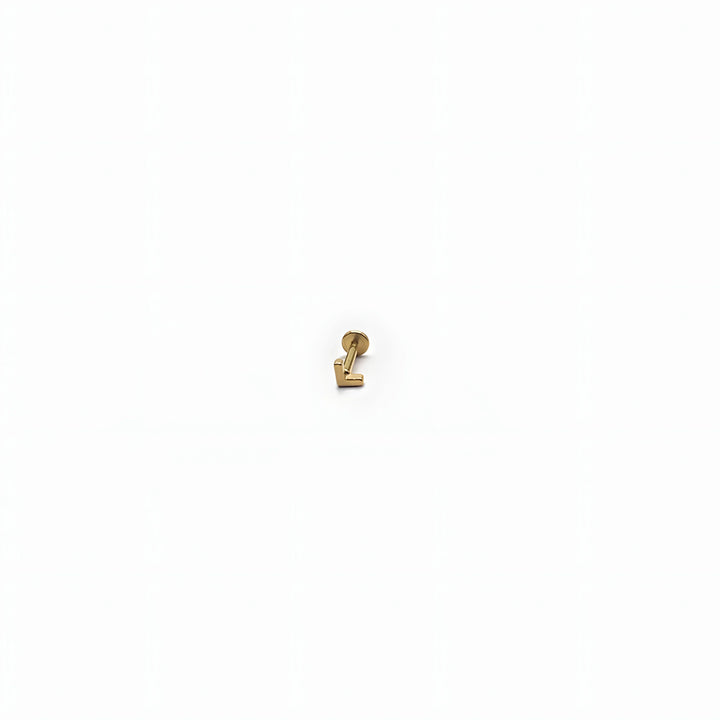 Zircon stud earring in gold, minimal geometric design, modern jewelry on white background