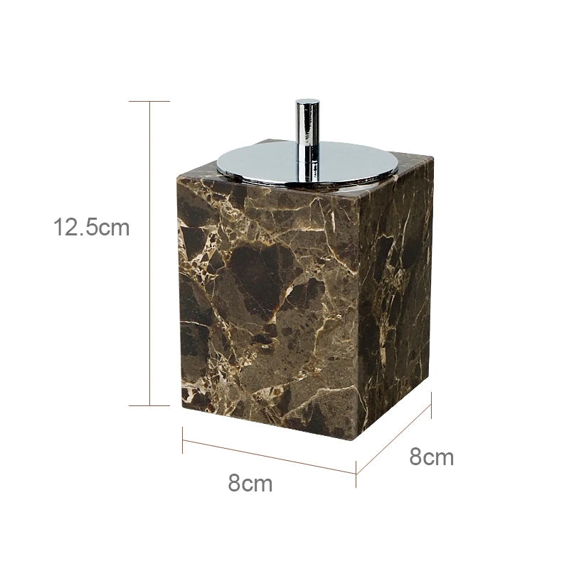 Emperador Dark Natural Marble Bathroom Accessories Luxury Soap Dispenser Soap Dish Reed Diffuser Bathroom Set