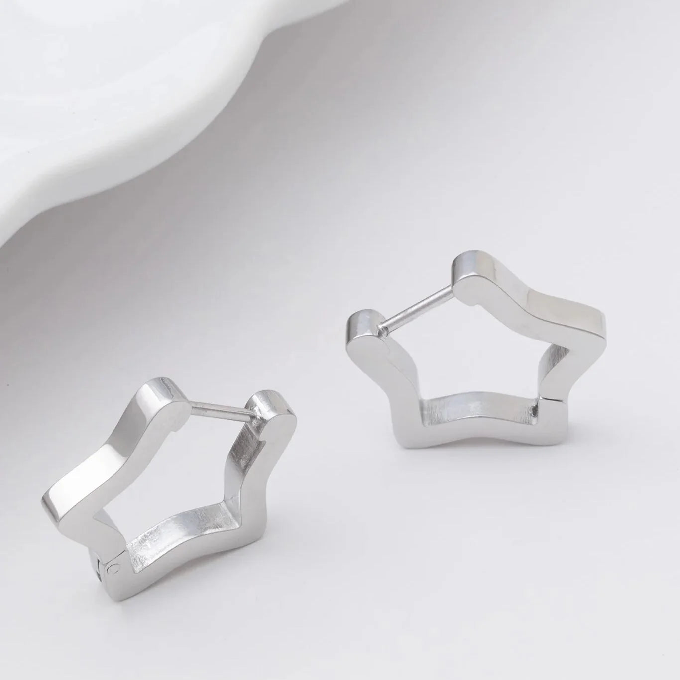 18K Gold PVD Stainless Steel Star Huggie Earrings / ERJ0009