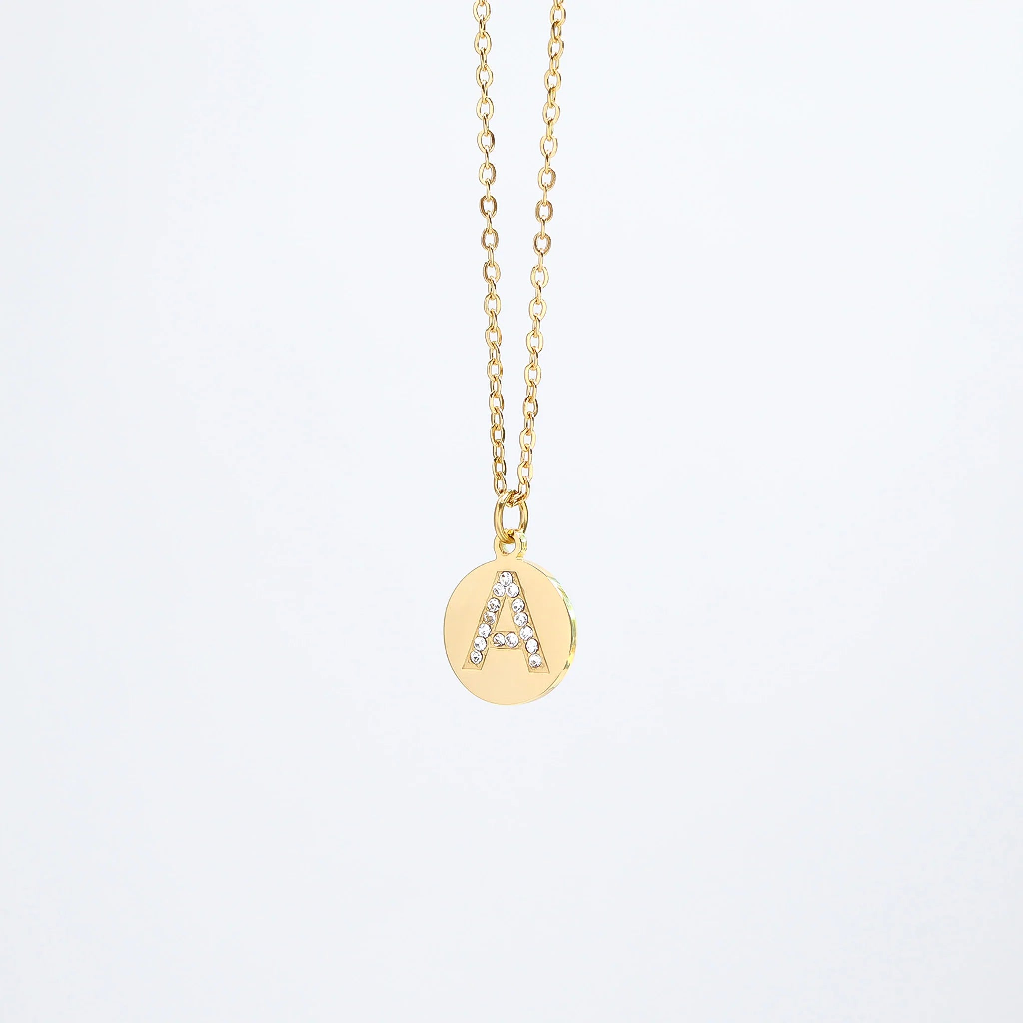 18K Gold PVD Stainless Steel Initial Pendant Necklace / SBB0283