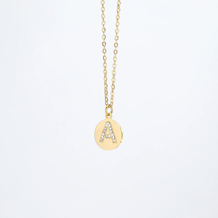 18K Gold PVD Stainless Steel Initial Pendant Necklace / SBB0283