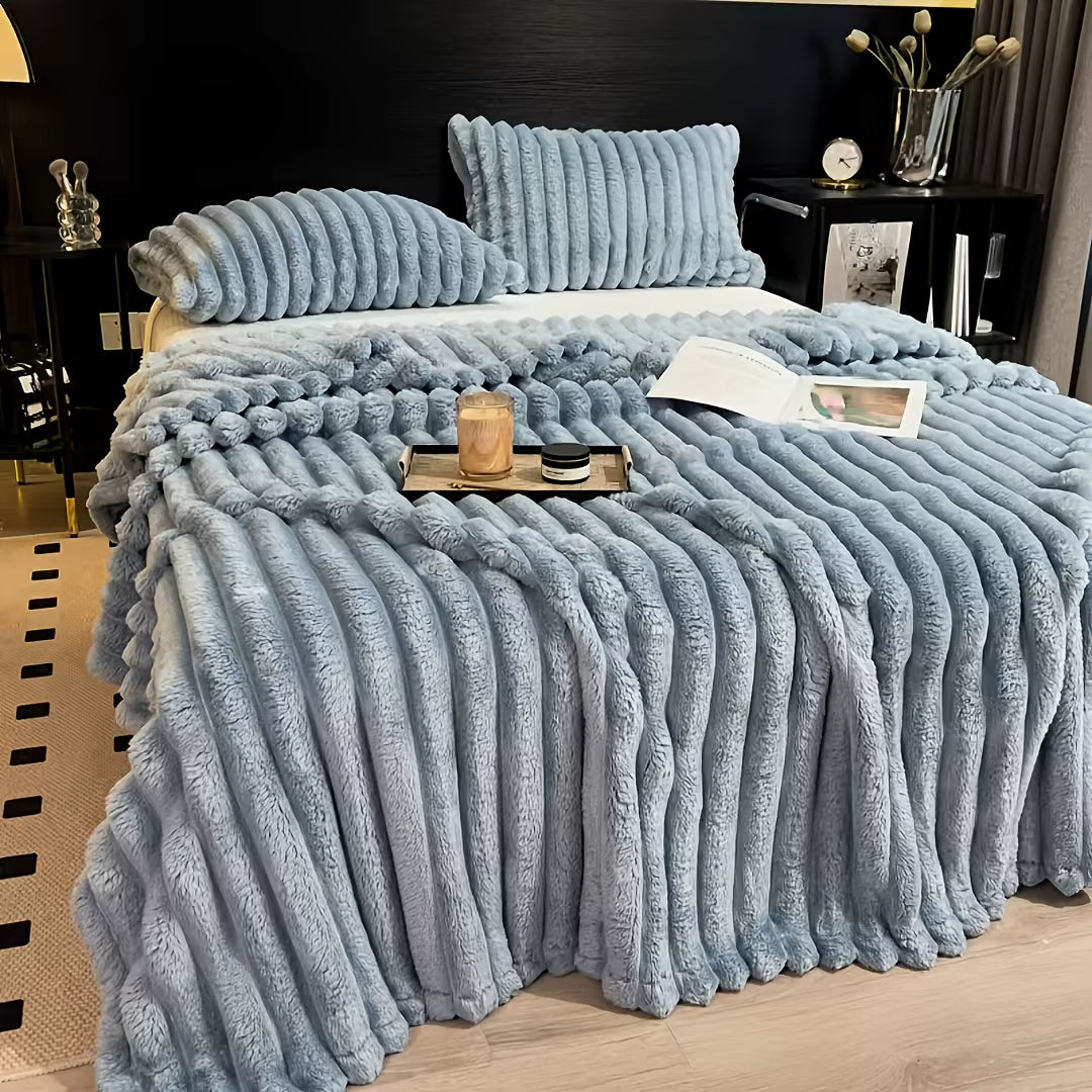 Thickened Wide Striped Flannel Multifunctional Blanket Soft Skin-Friendly Waterproof Bed Sheet Cover Sofa Throw Nap Blanket For