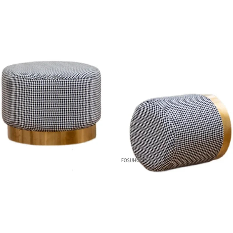 Nordic Lamb Wool Ottoman Living Room Furniture for Home Light Luxury Sofa Footstool Changing Shoe Stool Living Room round Stool