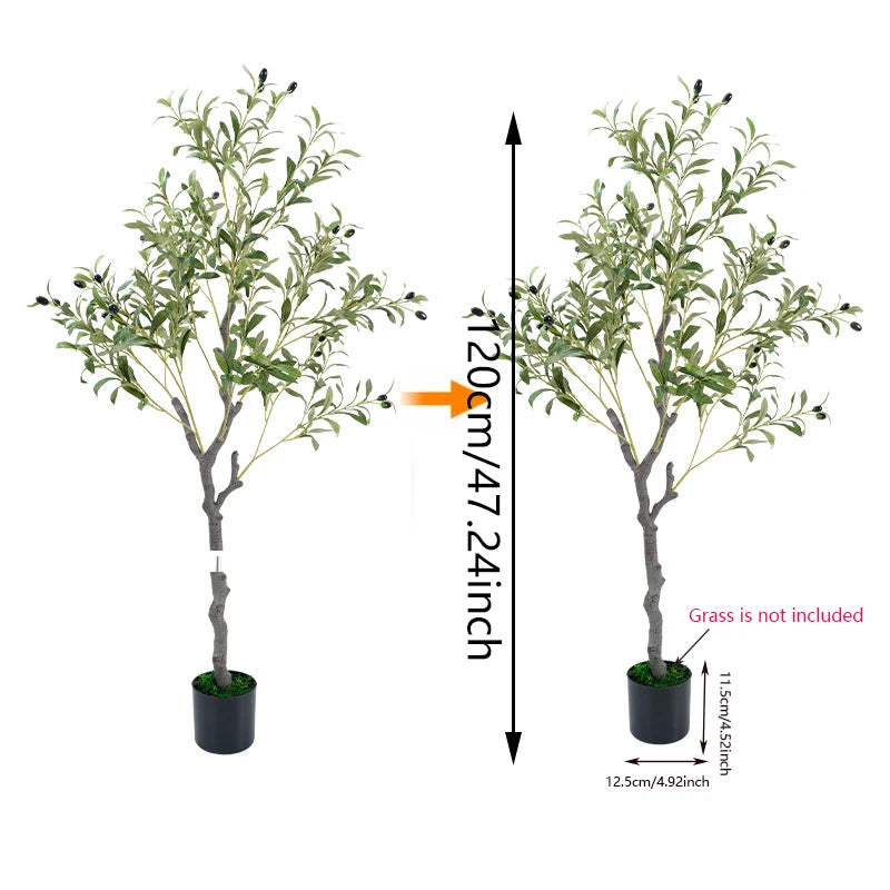 1Pc Artificial Olive Tree 120Cm Tall Faux Plant for Home Balcony Office Garden Decor Indoor Outdoor Plastic Fake Potted Tree