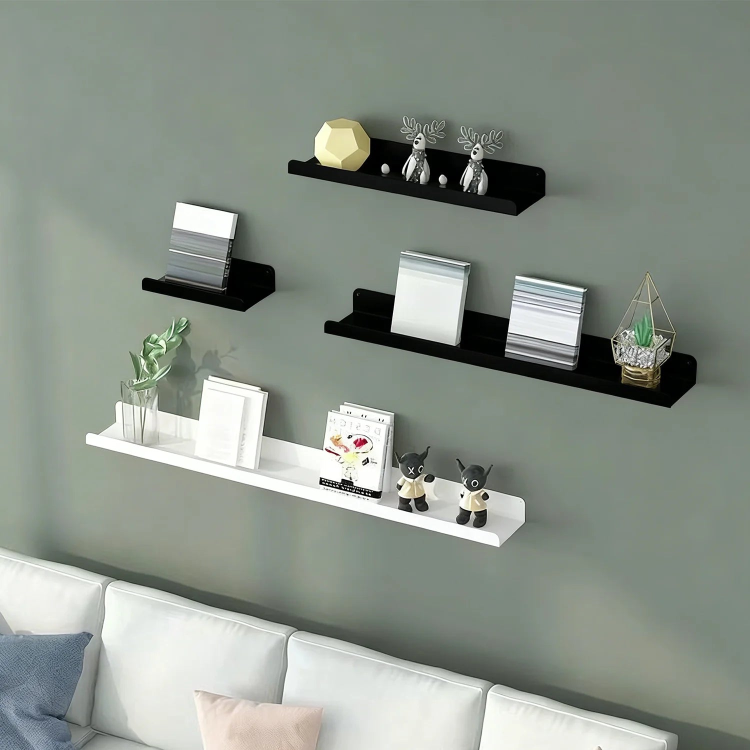 Metal Wall Shelf Bookshelf Wall Shelf Bathroom Shelf Drilling Book Shelf Wall Shelve for Entrance Living Room Bedroom Kitchen