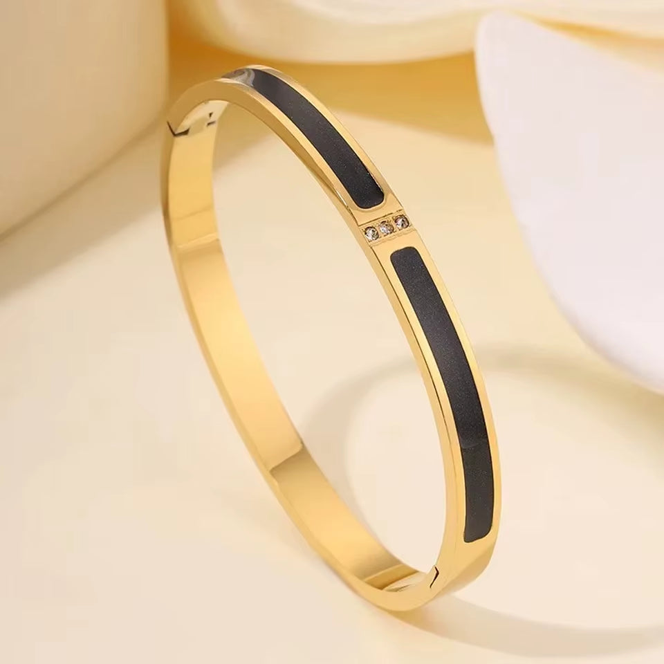 ZAKOL 5/1Pcs Sparkling Zirconia Inlaid Stainless Steel Bracelet Set for Women Stackable Bangles Fashion Non Fading Jewelry Gift