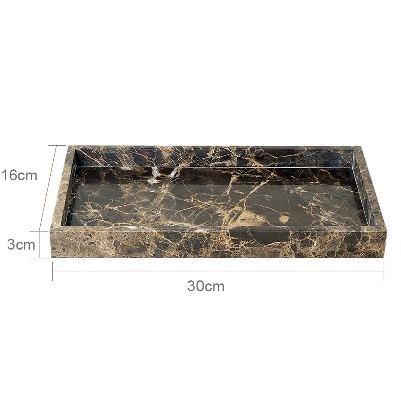 Emperador Dark Natural Marble Bathroom Accessories Luxury Soap Dispenser Soap Dish Reed Diffuser Bathroom Set