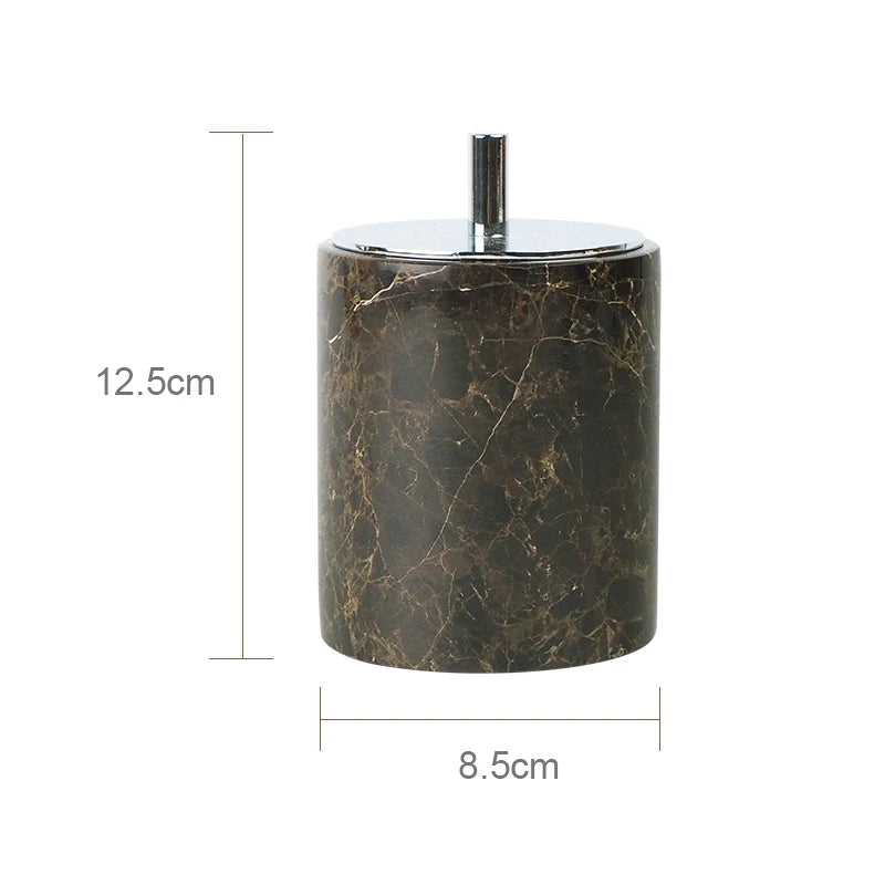 Emperador Dark Natural Marble Bathroom Accessories Luxury Soap Dispenser Soap Dish Reed Diffuser Bathroom Set