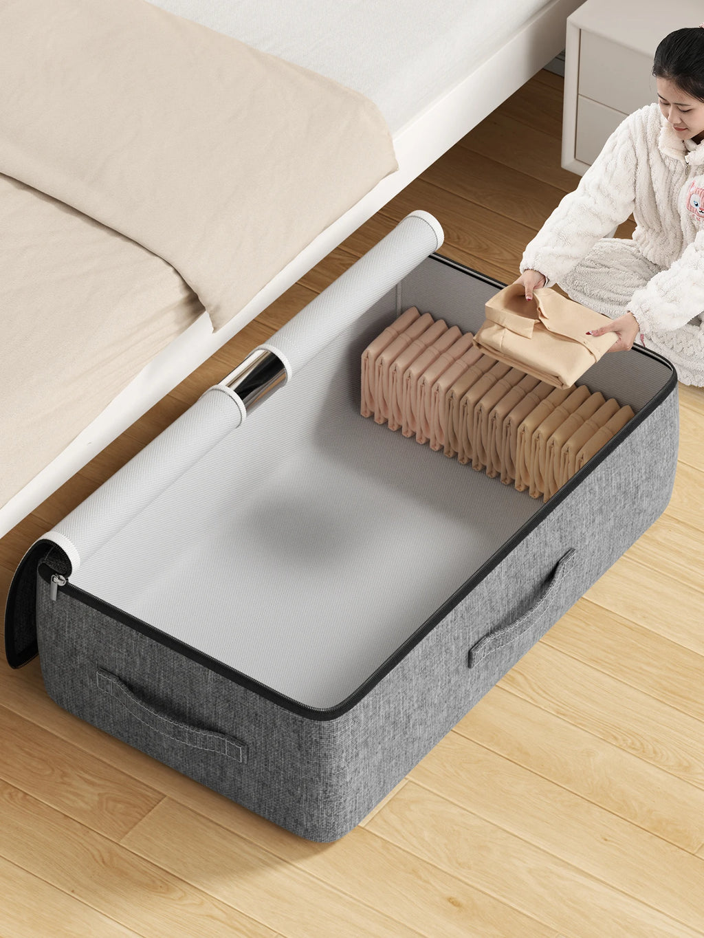 Extra-Large Capacity Underbed Clothing Storage Bag Quilt Blanket Storage Bag Foldable Pants Coat Storage Bag Wardrobe Organizer