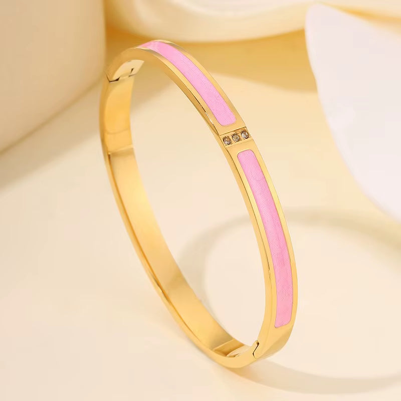ZAKOL 5/1Pcs Sparkling Zirconia Inlaid Stainless Steel Bracelet Set for Women Stackable Bangles Fashion Non Fading Jewelry Gift
