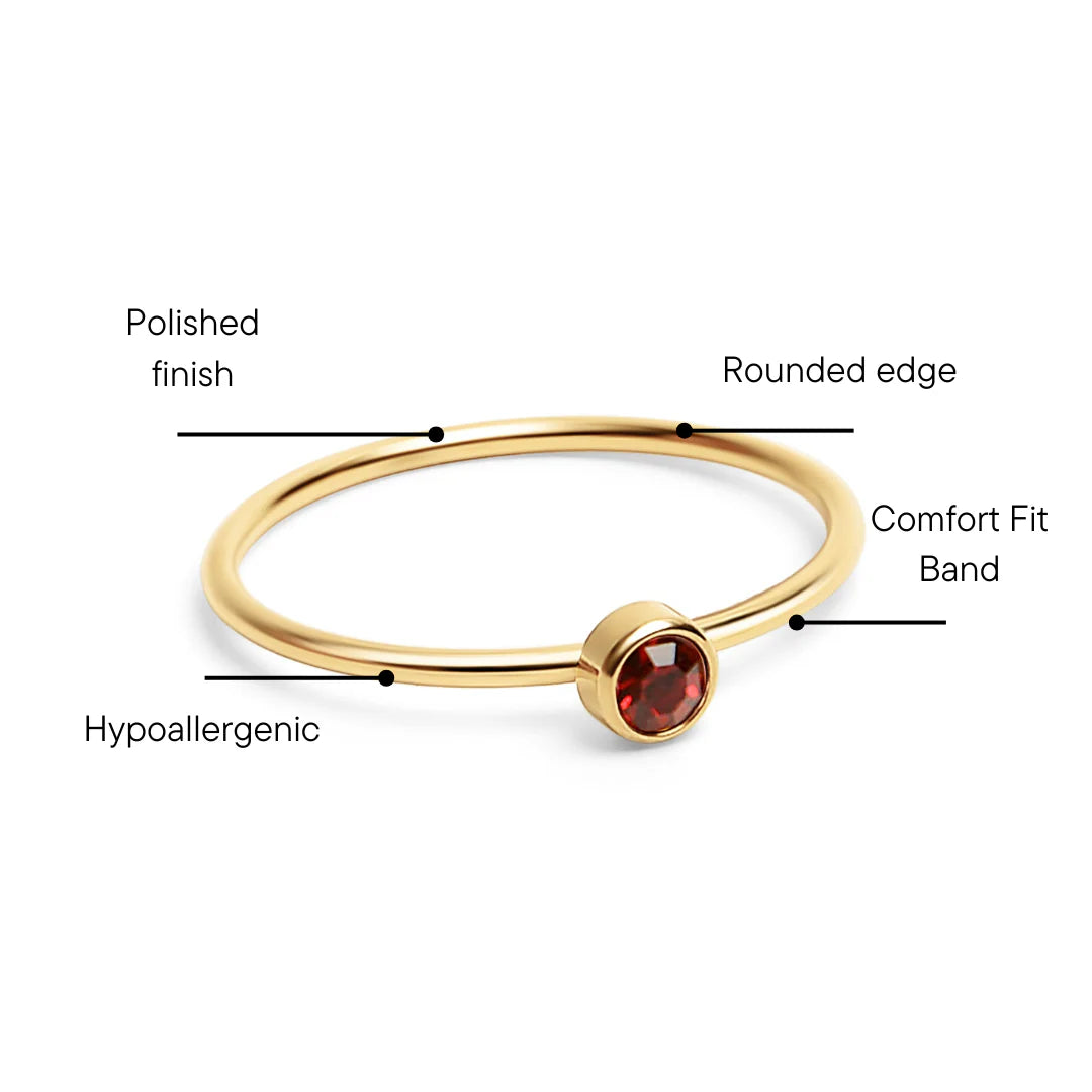 18K Gold PVD Stainless Steel Birthstone Stacking Ring / ZRJ1001